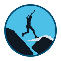 man jumping on rocks. illustration.