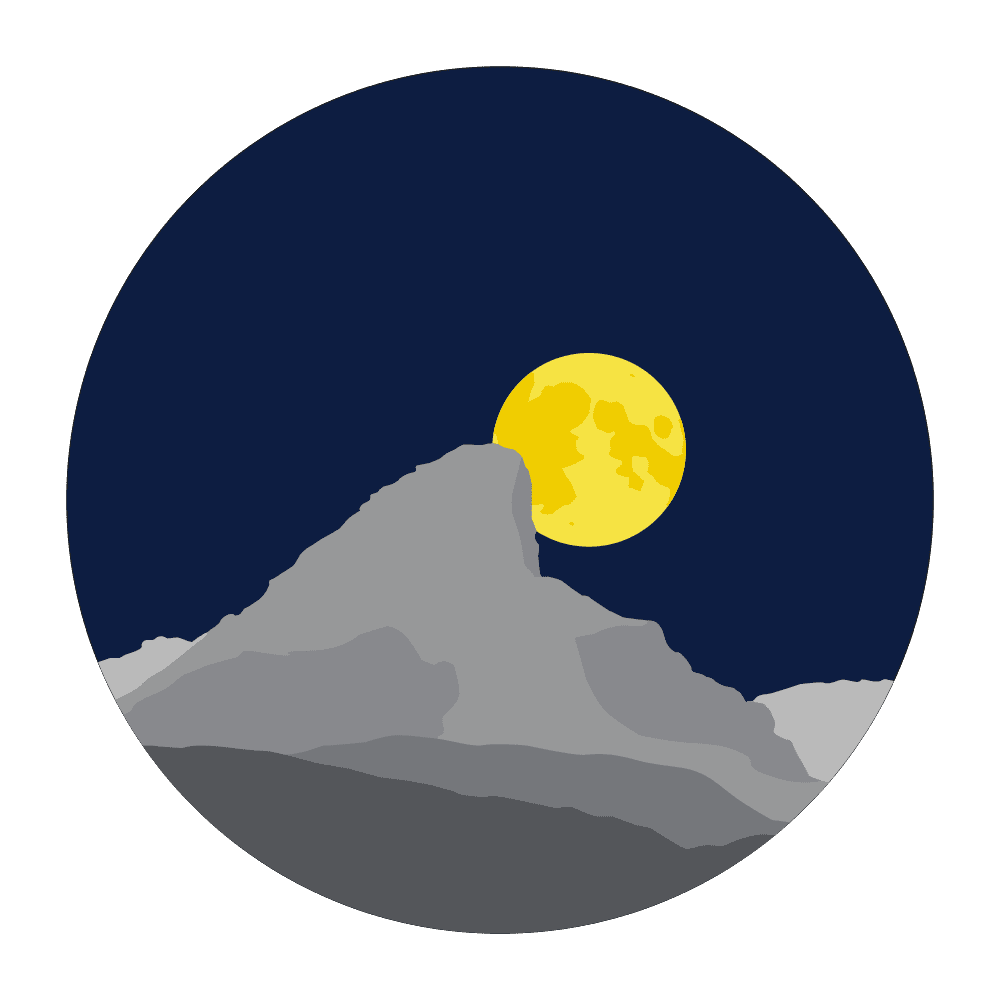 mountain and the moon. illustration.