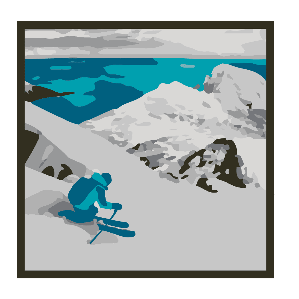skier and mountains. illustration.
