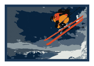 jumping skier. illustration.