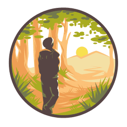 forrest hiking. illustration.