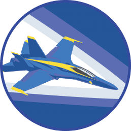 Blå og gul jetfighter